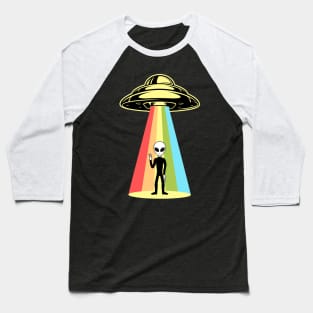 Alien Grey Rainbow Abduction Baseball T-Shirt